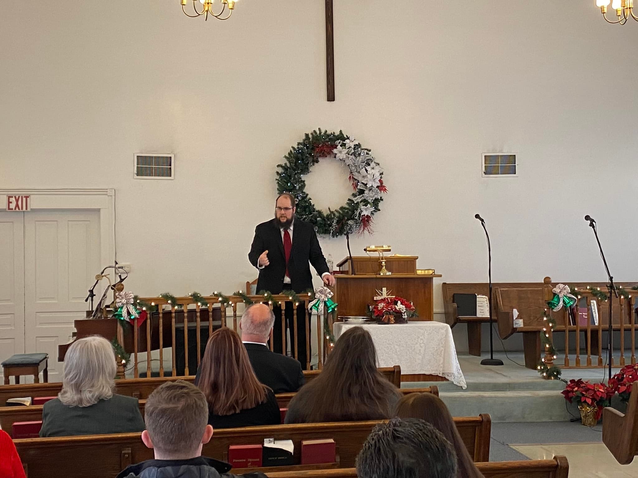 Pastor preaching at First Baptist Church